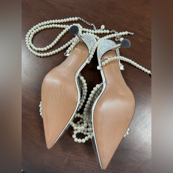 White Pearl Heels Ankle Strap size size 38 (7.5) - Picture 6 of 7